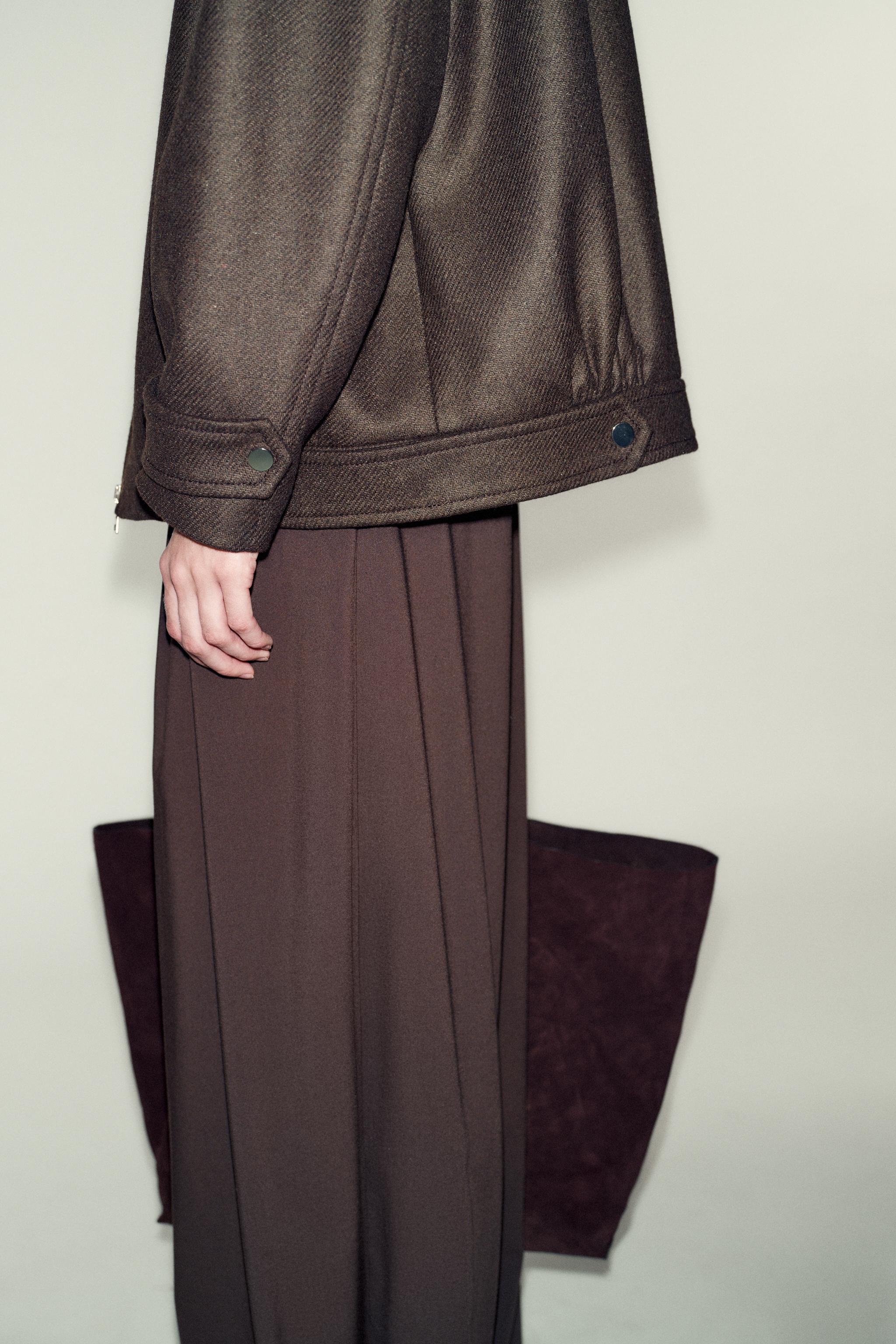 WOOL BLEND BOMBER JACKET WITH HIGH NECK